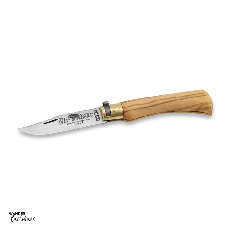 Antonini 9306-19LU Old Bear Classical Olive Wood Medium Carbon Steel Blade Open