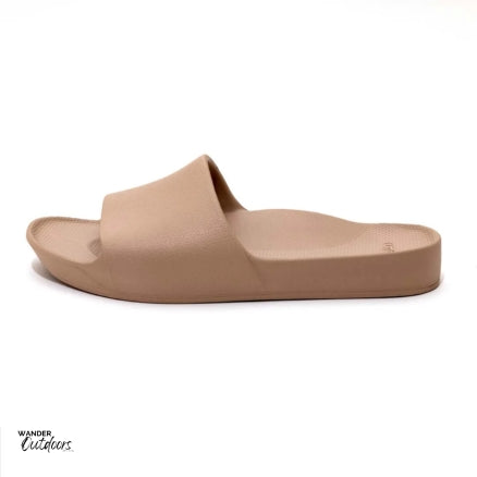 Archies Arch Support Slides Tan Left Side View