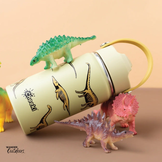 Cheeki 400ml Insulated Adventure Kids Drink Bottles Dinosaur with toys