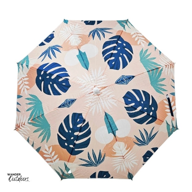 Good Vibes Co. Beach Umbrella with Matching Carry Bag