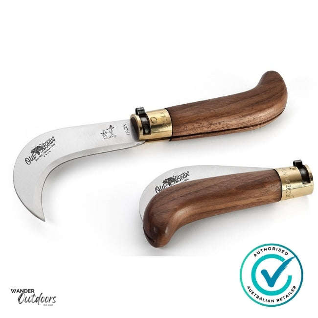 Antonini 9747/17Ln Old Bear Small Pruning Knife Walnut - Stainless Steel | View with an Open & Closed Blade