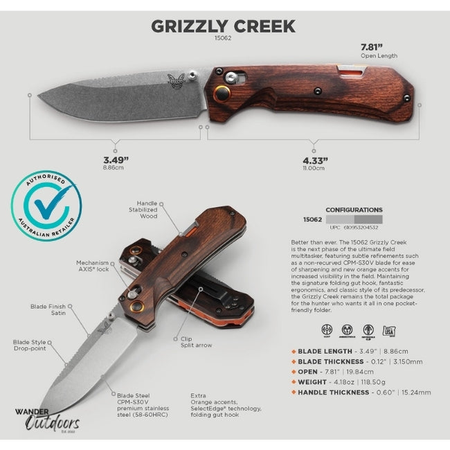 Benchmade 15062 Grizzly Creek Axis Folding Knife Details