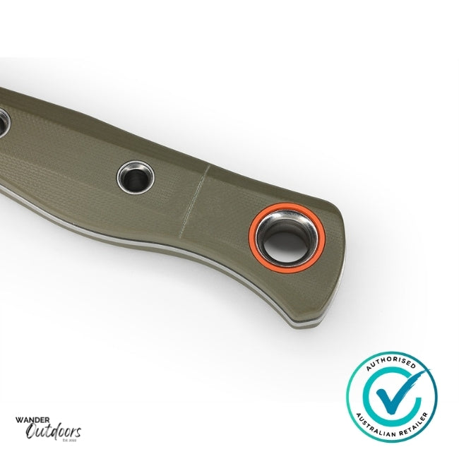 Benchmade 15500-3 Meatcrafter, Premium Fixed Blade, OD G10 Handle Close Up