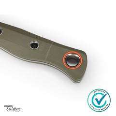 Benchmade 15500-3 Meatcrafter, Premium Fixed Blade, OD G10 Handle Close Up