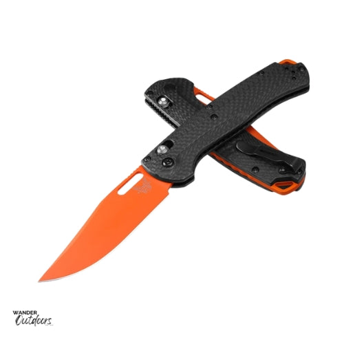 Benchmade 15535OR-01 TaggedOut Axis Folding Knife Open Closed Blades