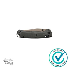 Folding knife with a branded logo on a white background