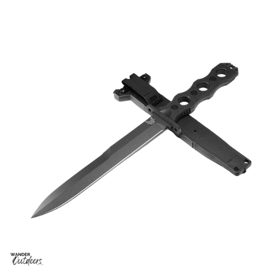 Benchmade 185BK Thompson SOCP Fixed Blade with Black Sheath Flat Lay