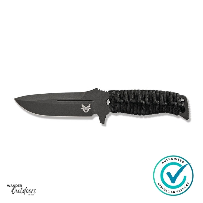 Benchmade 375Bk-1 Fixed Adamas | Flat Lay | Butterfly Edge | With Paracord