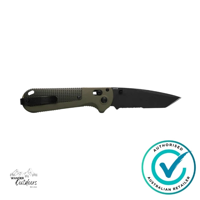 Benchmade 431SBK-1 Redoubt | Ranger Green/Forest Grivory Tanto Folding Knife, Part Serrated, NEW 2024