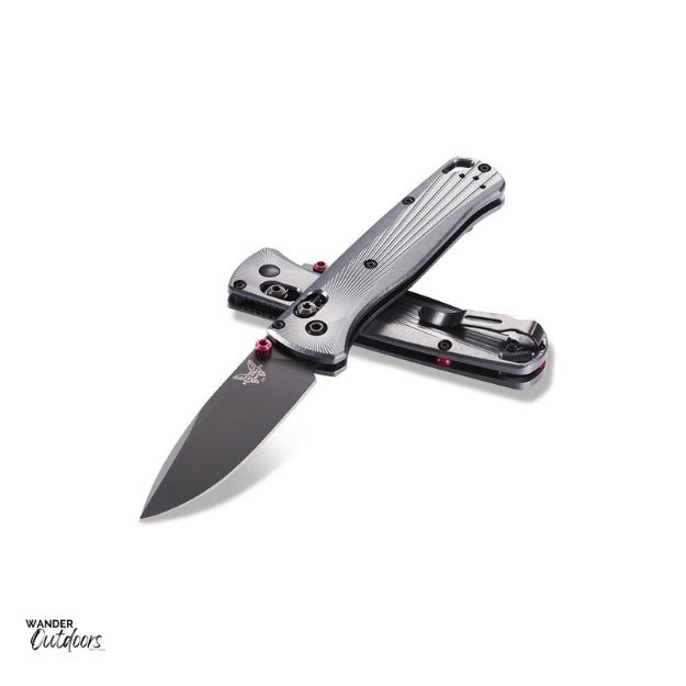 Benchmade 535BK-4 Bugout Axis Folding Knife - 6061-T6 Aircraft Aluminium Handle Flat Lay Stacked