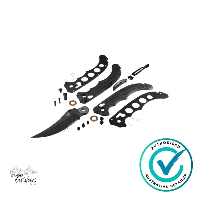 Benchmade 865SBK Mini Bedlam | Black | Scimitar Folding Knife, Part Serrated