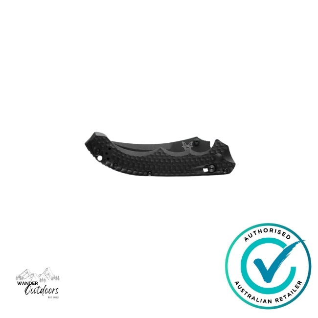 Benchmade 865SBK Mini Bedlam | Black | Scimitar Folding Knife, Part Serrated