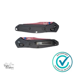 Two folding knives with a visible brand logo on a white background, featuring an 'Authorised Australian Retailer' badge.