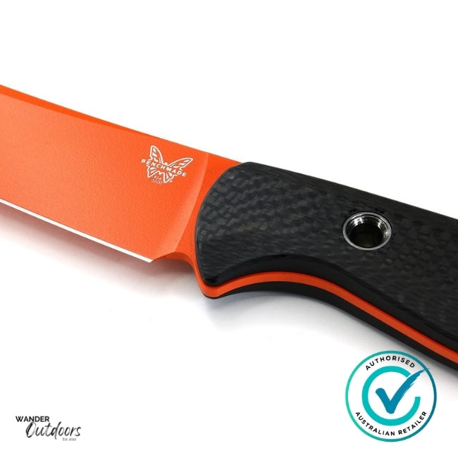 Benchmade 15500OR-2 Meatcrafter Knife - Fixed Blade - Carbon Fibre Handle | Close Up of Butterfly Edge