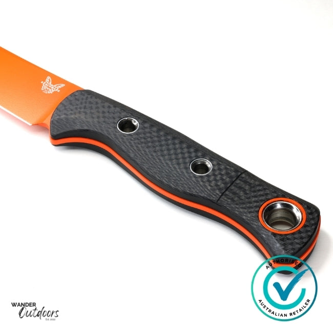 Benchmade 15500OR-2 Meatcrafter Knife - Fixed Blade - Carbon Fibre Handle | Close Up of Handle