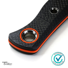 Benchmade 15500OR-2 Meatcrafter Knife - Fixed Blade - Carbon Fibre Handle | Lanyard Hole Close Up