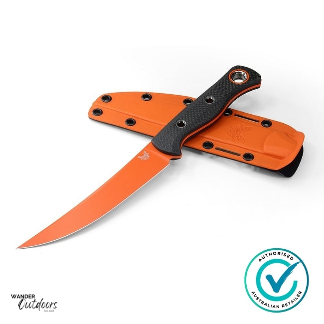Benchmade 15500OR-2 Meatcrafter Knife - Fixed Blade - Carbon Fibre Handle | Stacked