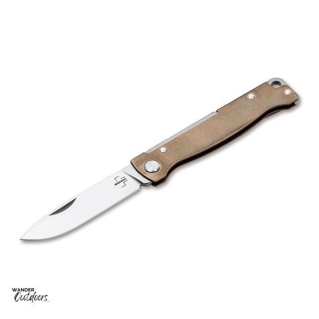 Boker Plus Atlas Brass Folding Knife Open