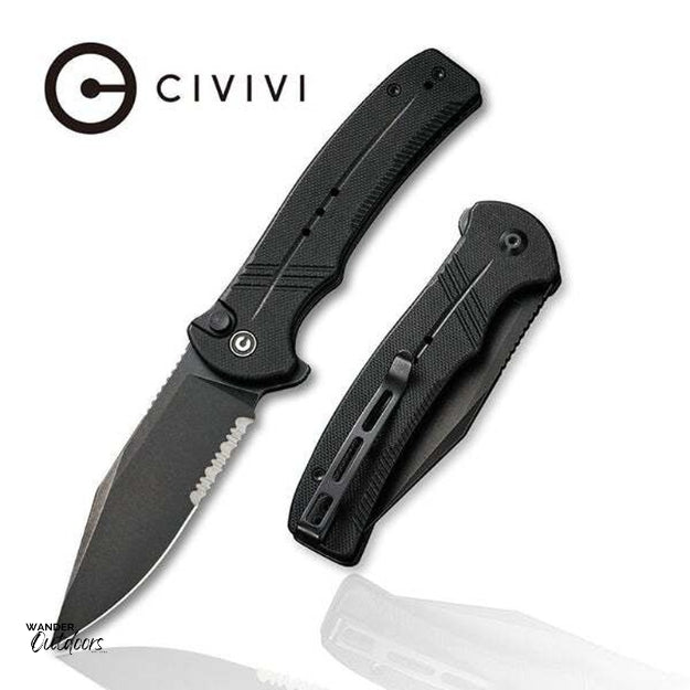 Civivi C20038E-1 Cogent Folding Knife - Button Lock Flipper - Part Serrated Stacked