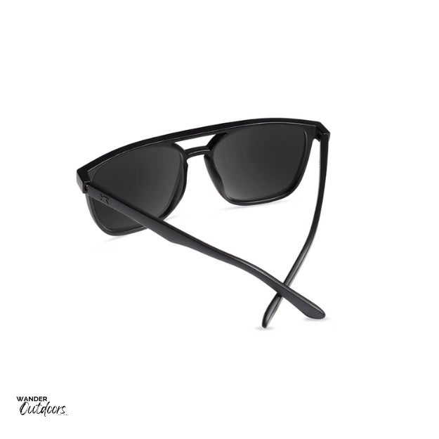 affordable polarised unisex knockaround brightsides sunglasses in black frames rear view
