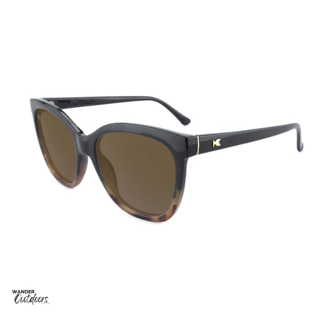 Quality Knockaround Deja View Sunglasses Glossy Black Tortoise Shell Fade Side arm inside view