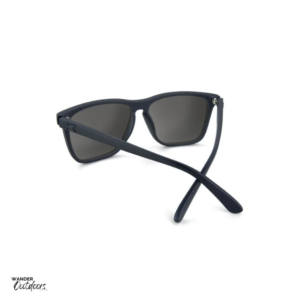 Unisex affordable Knockaround Fast Lanes Sport Sunglasses black on black rear frame view