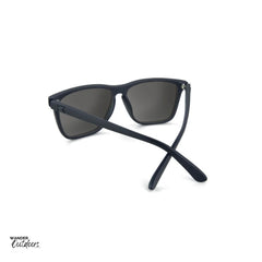 Unisex affordable Knockaround Fast Lanes Sport Sunglasses black on black rear frame view