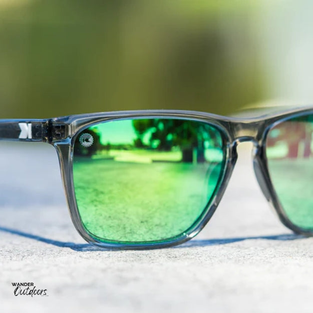Unisex affordable Knockaround Fast Lanes Sport Sunglasses clear grey moonshine close up