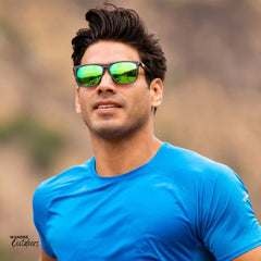 Unisex affordable Knockaround Fast Lanes Sport Sunglasses clear grey moonshine male runner wearing during run