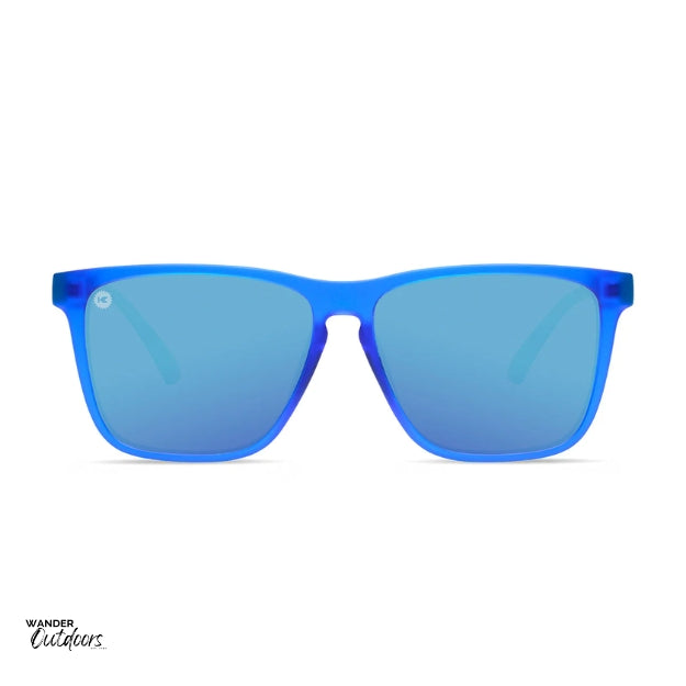 Unisex affordable Knockaround Fast Lanes Sport Sunglasses Hill Charge Female Runner wearing front on