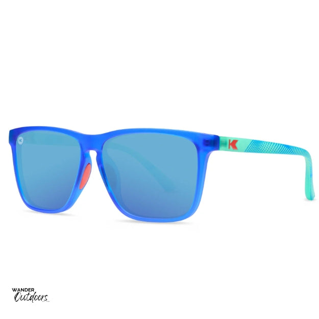 Unisex affordable Knockaround Fast Lanes Sport Sunglasses Hill Charge Female Runner wearing side view
