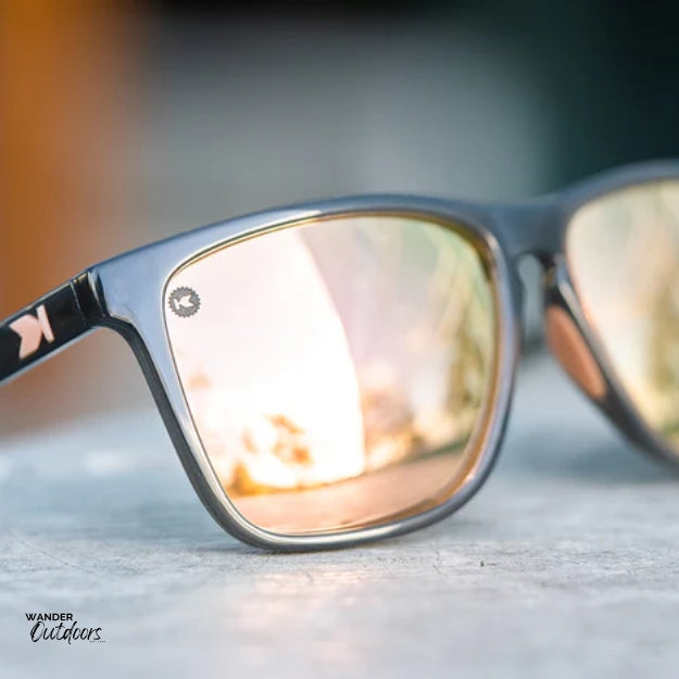 Unisex affordable Knockaround Fast Lanes Sport Sunglasses jelly grey peach close up