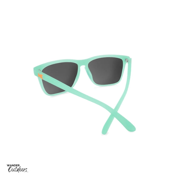 Unisex affordable Knockaround Fast Lanes Sport Sunglasses spearmint red sunset rear frame view