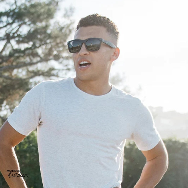 Knockaround Fort Knocks Sunglasses Black on Black Male at Beach
