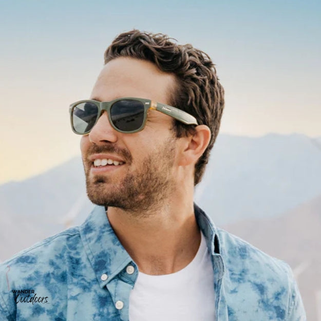 Knockaround Fort Knocks Sunglasses Coyote Calls male at Beach