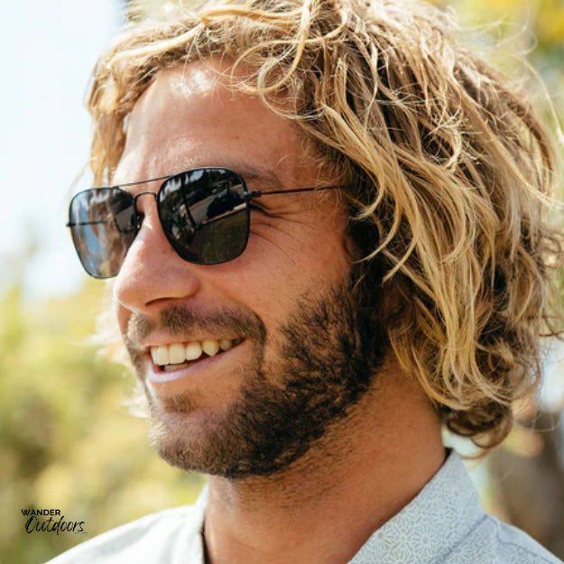 Unisex Affordable Knockaround Mount Evans Sunglasses Black Smoke At the Park