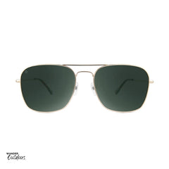 Unisex Affordable Knockaround Mount Evans Sunglasses Gold Aviator Green Front View