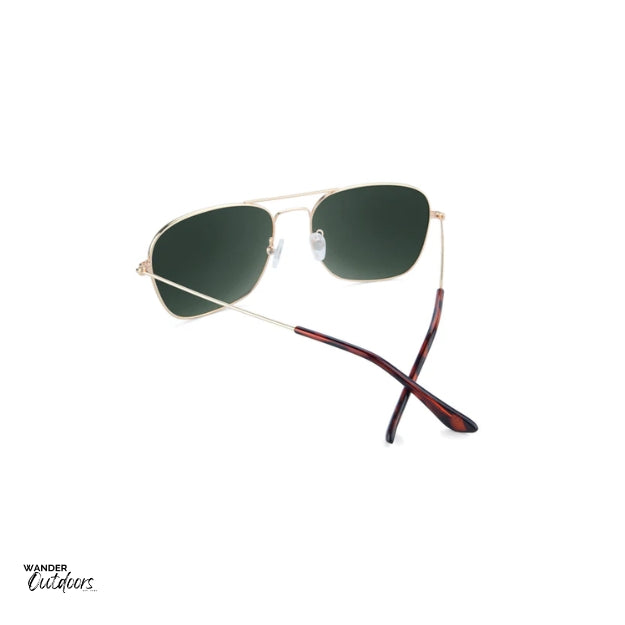 Unisex Affordable Knockaround Mount Evans Sunglasses Gold Aviator Green Rear Frame View
