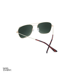 Unisex Affordable Knockaround Mount Evans Sunglasses Gold Aviator Green Rear Frame View