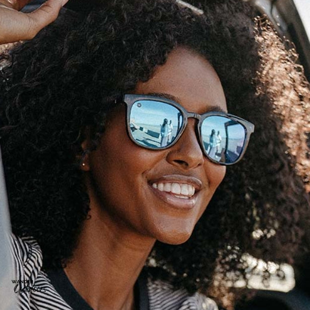 Knockaround Paso Robles Sunglasses Indigo Ink at Beach