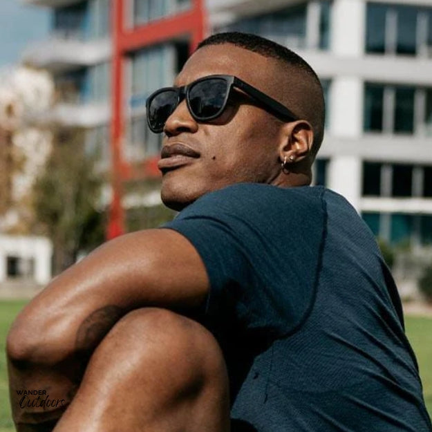 Knockaround Premiums Sport Sunglasses Black on Black Man Stretching