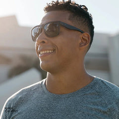 Affordable Unisex Knockaround Torrey Pines Sport Sunglasses Black on Black Man in Park