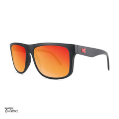 Affordable Unisex Knockaround Torrey Pines Sunglasses Matte Black Red Sunset Side View