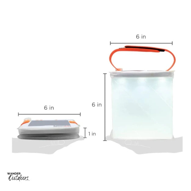 LuminAID PackLite Titan 2-in-1 Power Lantern Inflated specifications and folded specifications