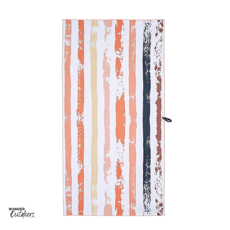 Newlyfe Beach Towel & Pouch Coral Bay Flat Lay