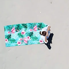 Newlyfe Beach Towel & Pouch Flamingo Flyover