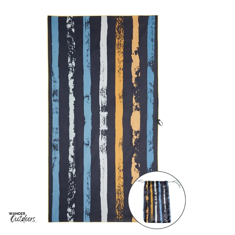 Newlyfe Beach Towel with Pouch Flat Lay
