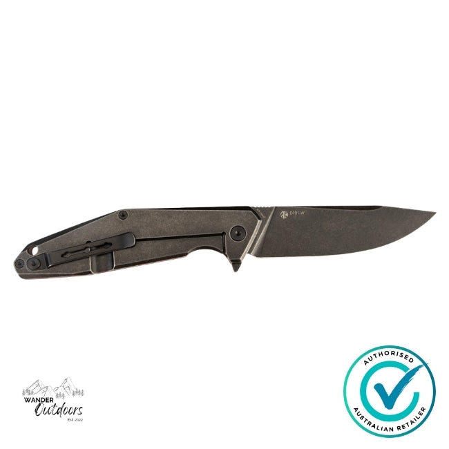 Clip-side view of Ruike D191-W folding knife in brown G10 and stainless steel, showing frame lock and pocket clip detail — Wander Outdoors authorised Australian retailer.