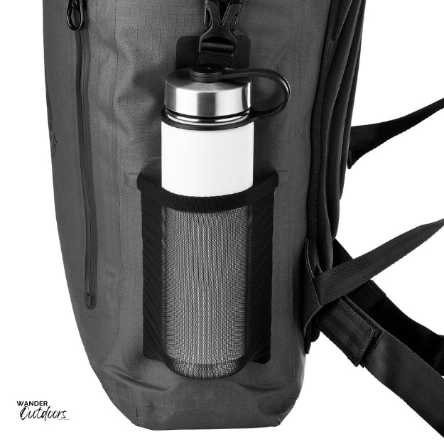 SkogAKust BackSåk Pro - Waterproof Grey Backpack Drink Bottle Pocket