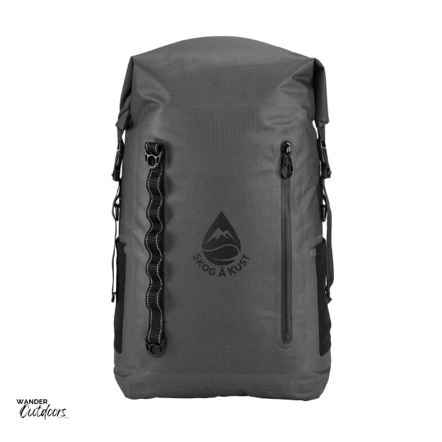 SkogAKust BackSåk Pro - Waterproof Grey Backpack Front View